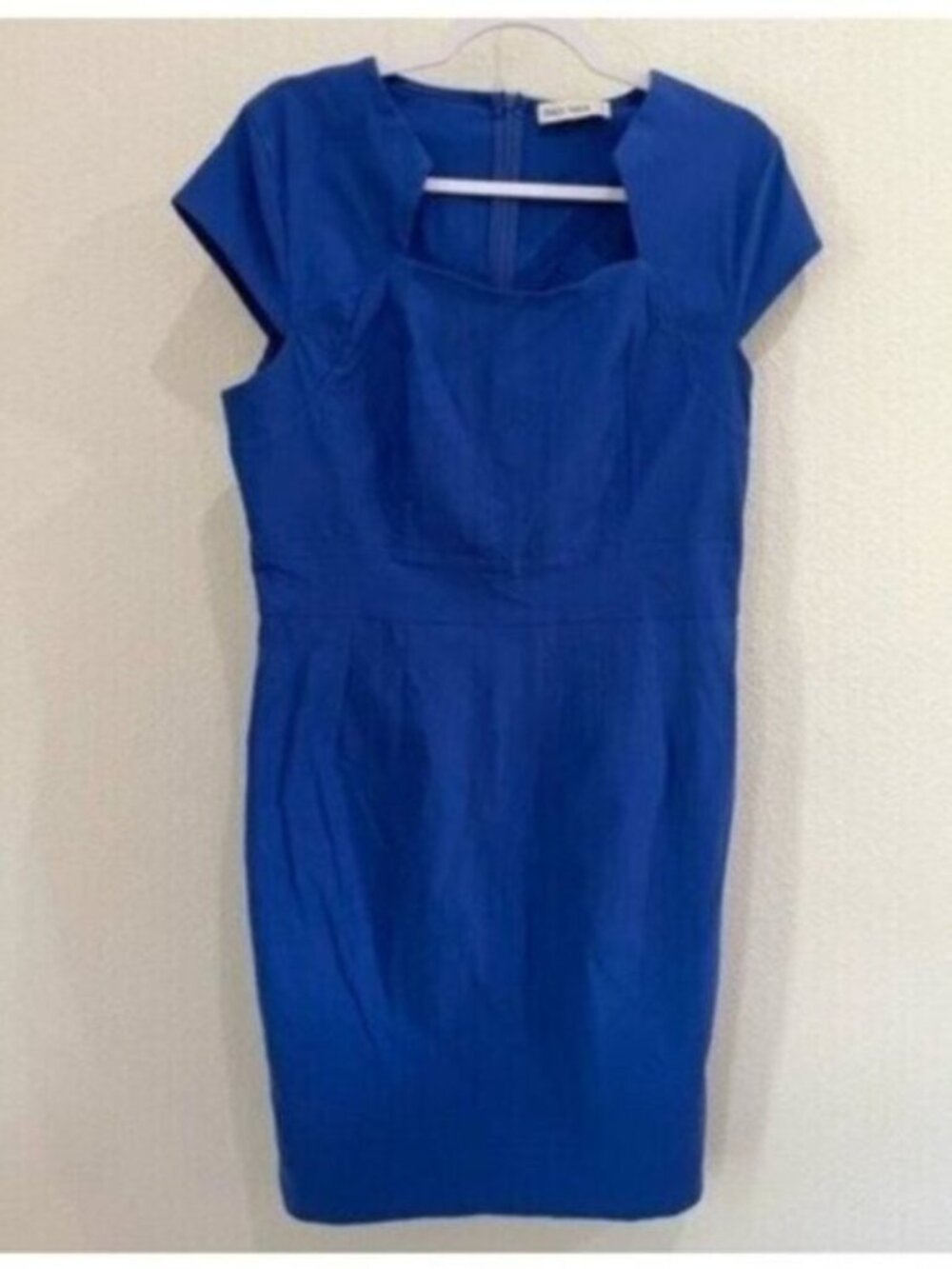 Grace Karin Square Neck Sheath Dress Blue Mod Retro Feminine Fitted Slit Back